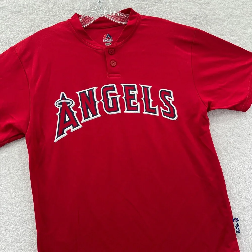 Los Angeles Angels Shirt Boys Large Red MLB Jersey Youth Sports Majestic Tee New